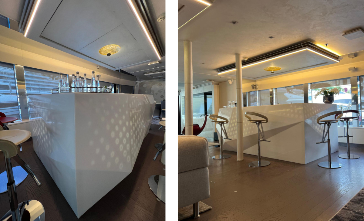 The finished bar, installed on the yacht and ready for great times ahead!